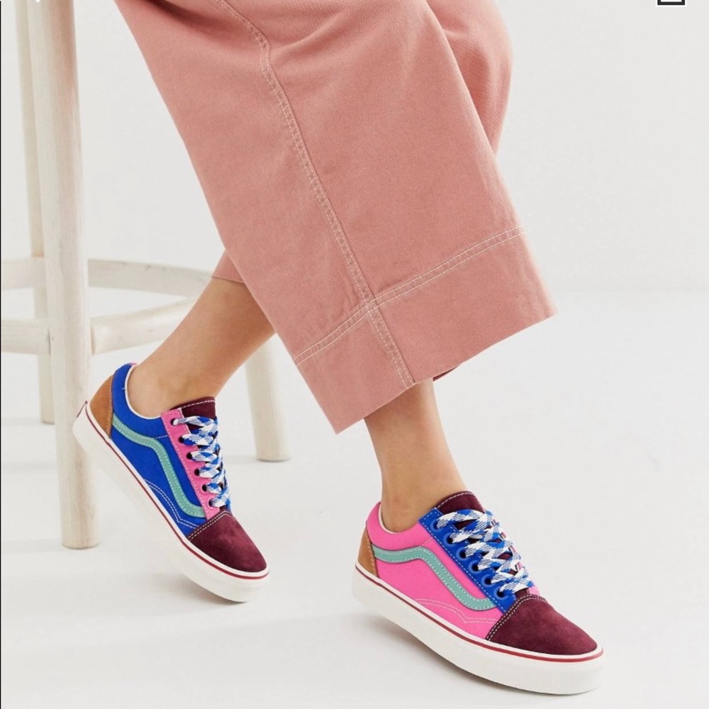 Old Skool frayed color block vans